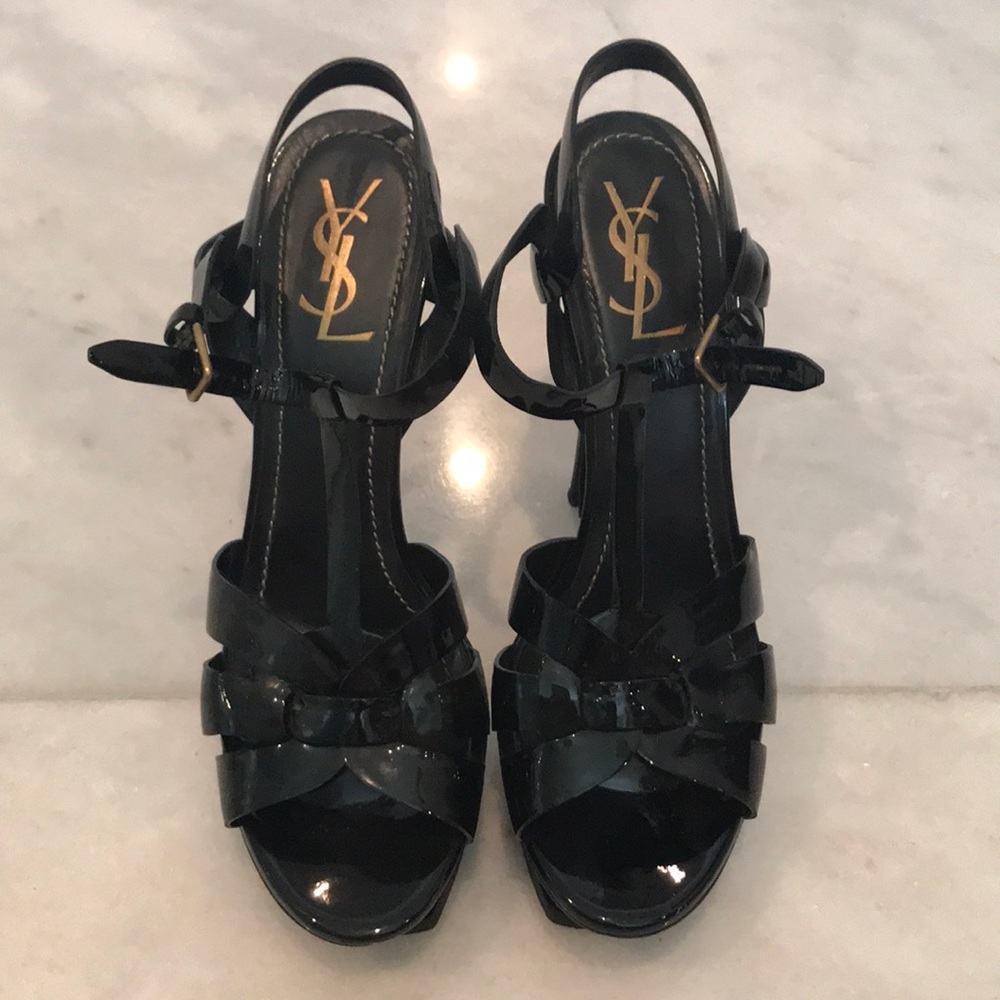 YSL tribute black patent leather heels